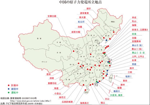 原子力発電所の地図