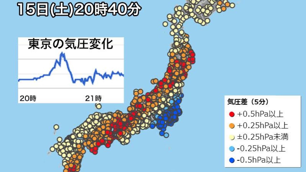 トンガ　海底火山噴火衝撃波