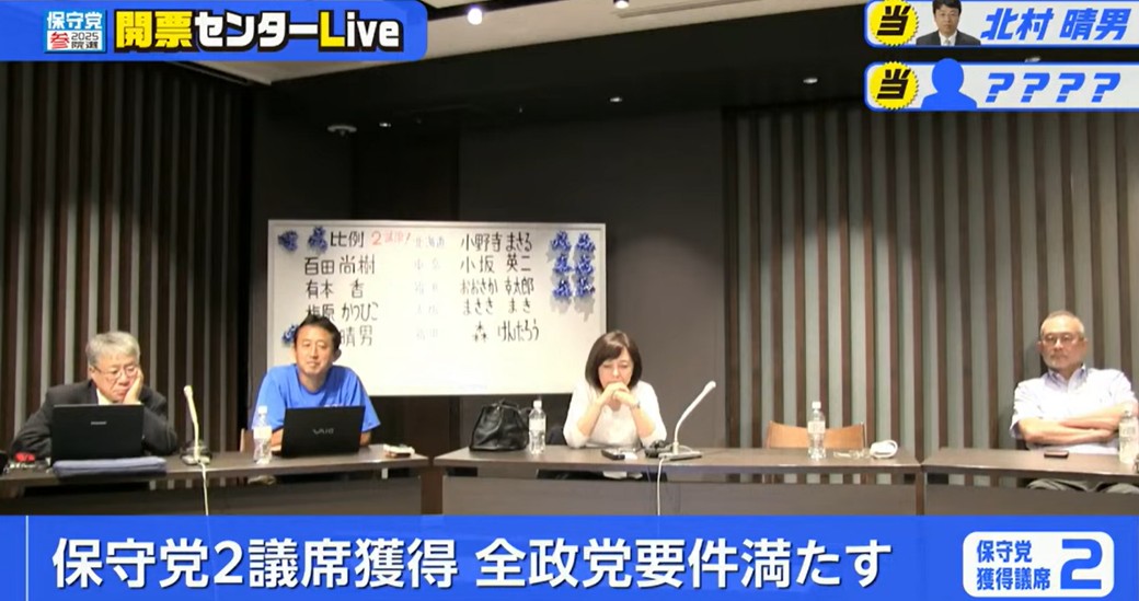 参院選2025開票ライブ　ン本保守党